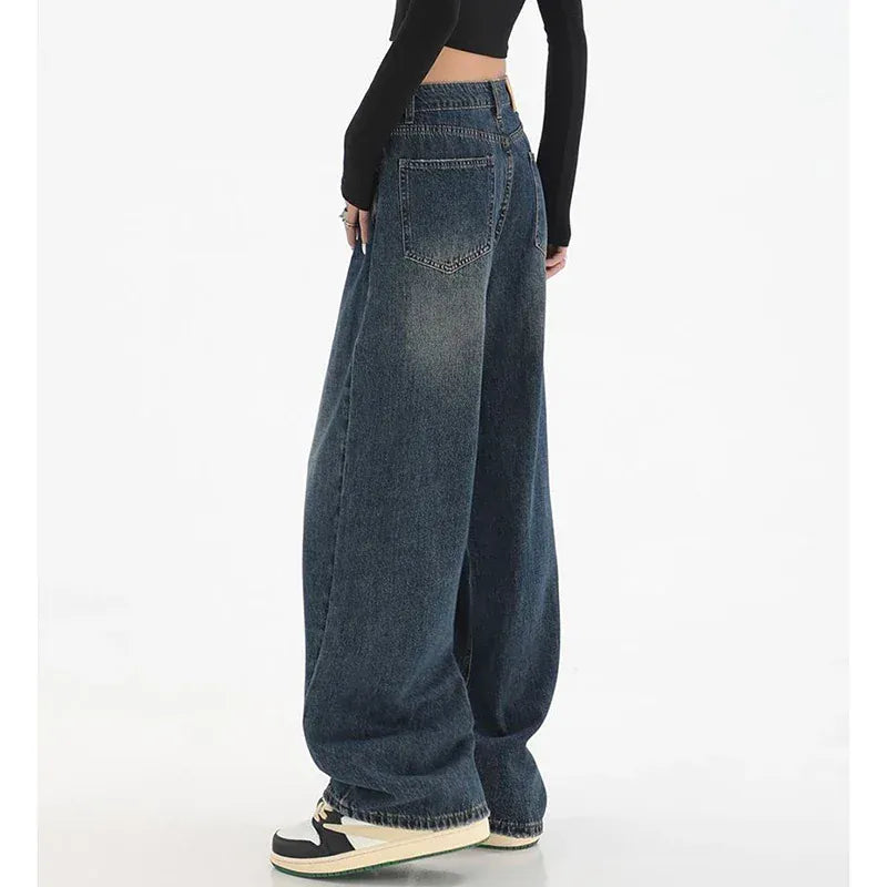 T-line Female  High Waist Jeans, Women  Straight Leg,  Baggy , Denim, Trousers, Long Pants (2 weeks delivery)