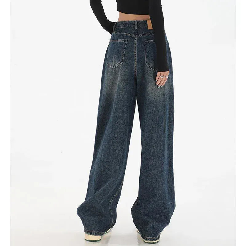 T-line Female  High Waist Jeans, Women  Straight Leg,  Baggy , Denim, Trousers, Long Pants (2 weeks delivery)