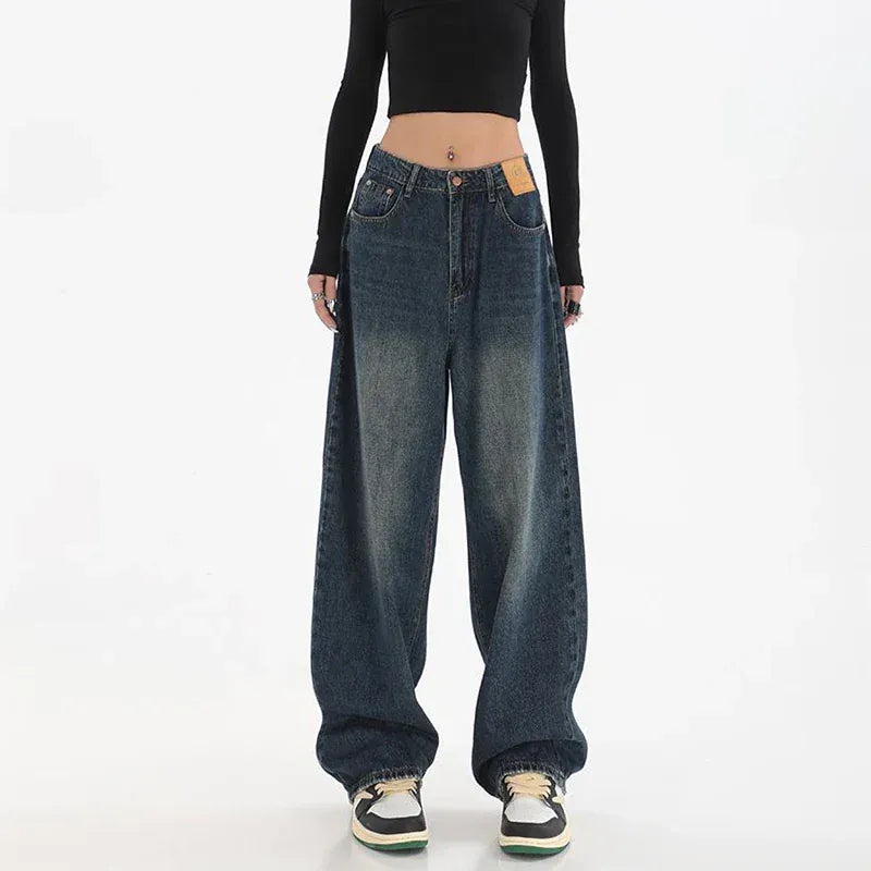 T-line Female  High Waist Jeans, Women  Straight Leg,  Baggy , Denim, Trousers, Long Pants (2 weeks delivery)