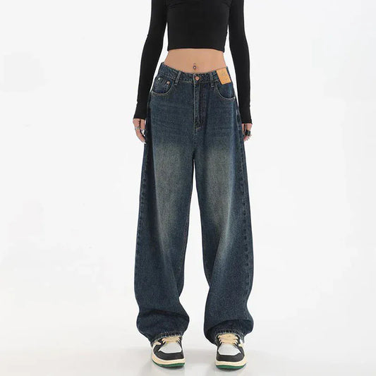 T-line Female  High Waist Jeans, Women  Straight Leg,  Baggy , Denim, Trousers, Long Pants (2 weeks delivery)