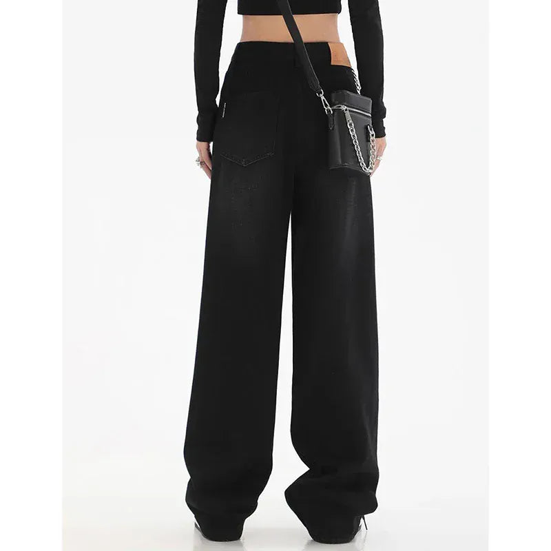 T-line Female  High Waist Jeans, Women  Straight Leg,  Baggy , Denim, Trousers, Long Pants (2 weeks delivery)