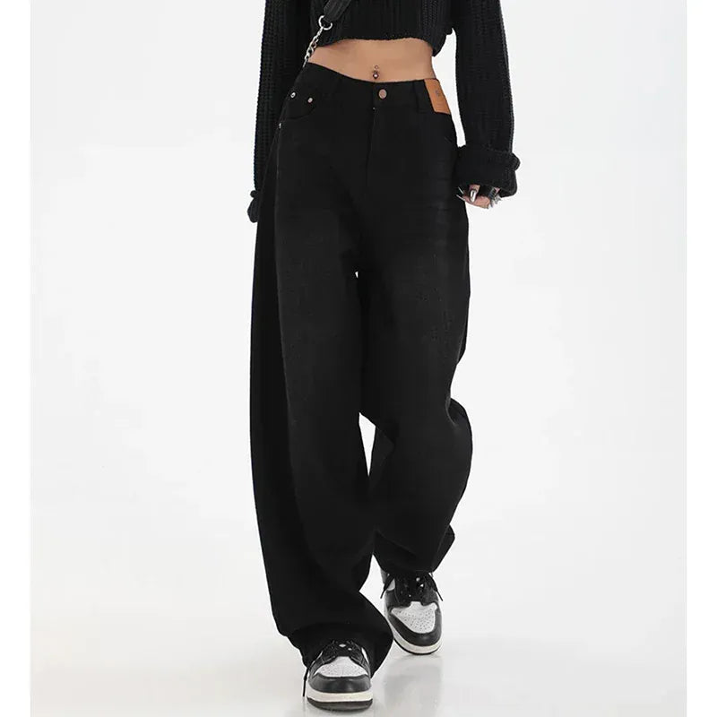 T-line Female  High Waist Jeans, Women  Straight Leg,  Baggy , Denim, Trousers, Long Pants (2 weeks delivery)