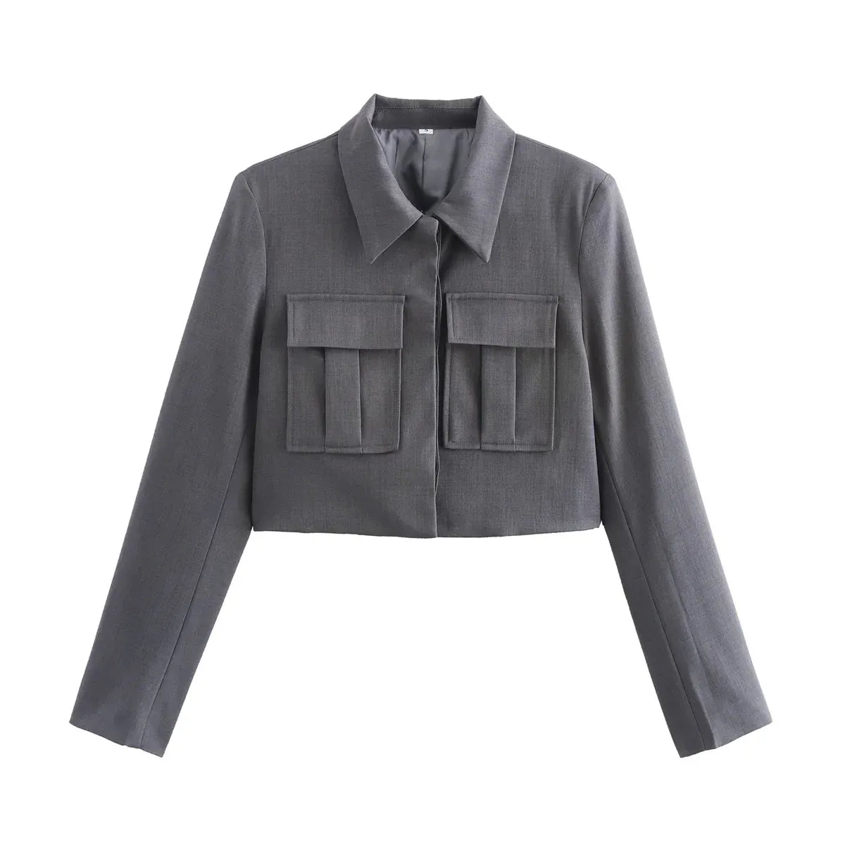T-line Gray Blazer / S Casual Short Blazer, Suit , Women, Pockets,  Jacket with Pants,   Blazer Suit (we recommend a larger size)(2 weeks delivery)