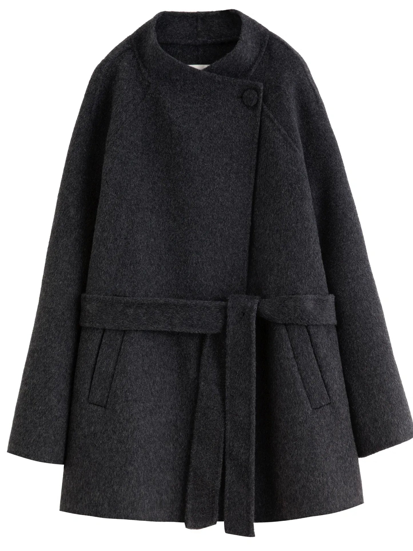 T-line Gray / M Women's Short Alpaca Blend Coat - Double Faced Wool Blend Tweed Jacket with Stand  Casual Elegance(2 weeks delivery)