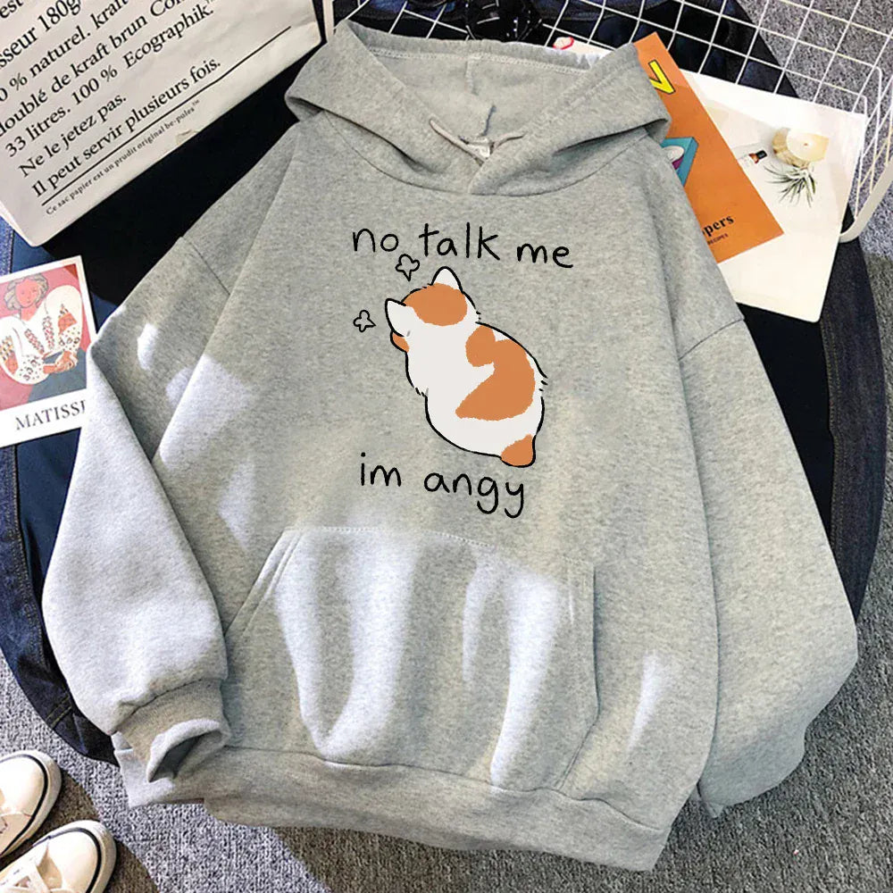 T-line Gray / S Cute  Women Hoodies, Soft pullover (2 weeks delivery)