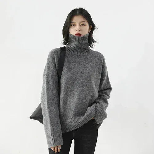 T-line Gray / S Women's Sweater,  pullover, Loose,  Warm, Solid,  Knitwear,  Autumn / Winter  (2 weeks delivery)