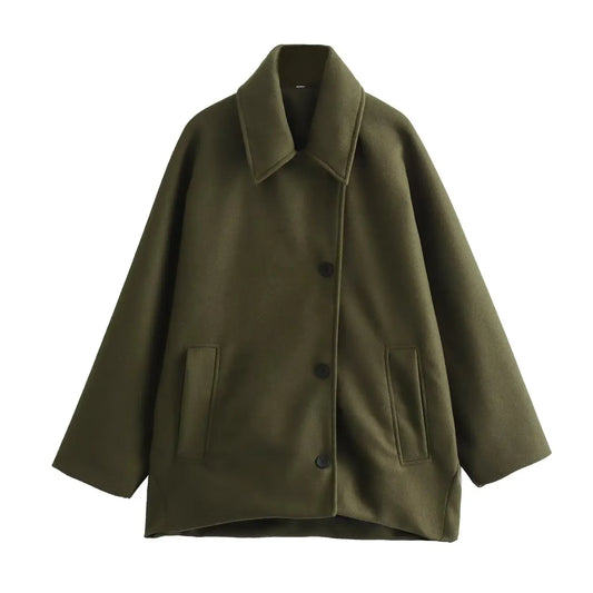 T-line Green / XS Women Oversize Long Jacket,  Long Sleeve,  Women's Trench Coat,  Autumn Winter Jackets,  Coats and Jackets(2 weeks delivery)