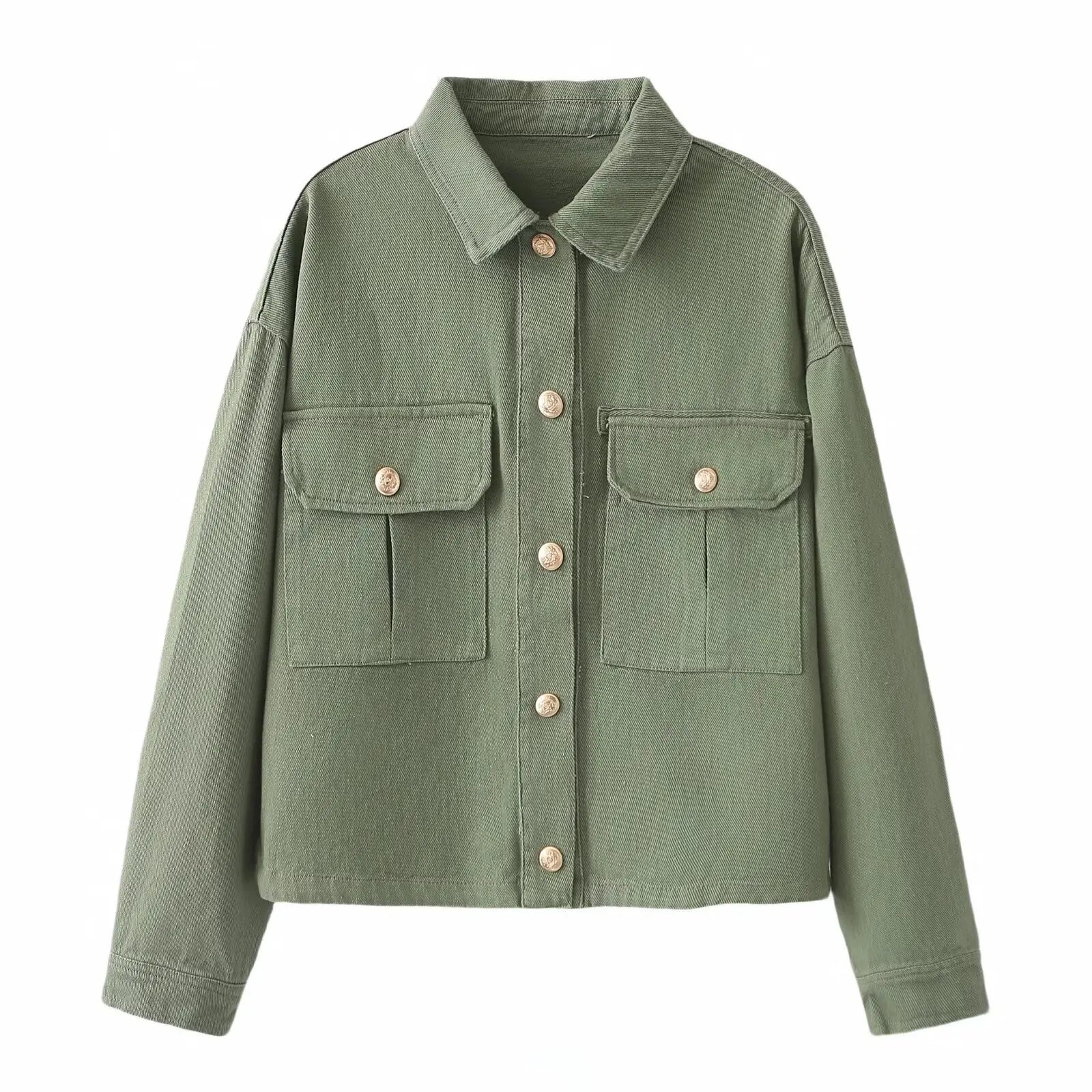 T-line Green / XS Women's  Short Jacket, Long-sleeved, Single-breasted, Top Spring / Summer jacket (2 weeks delivery)