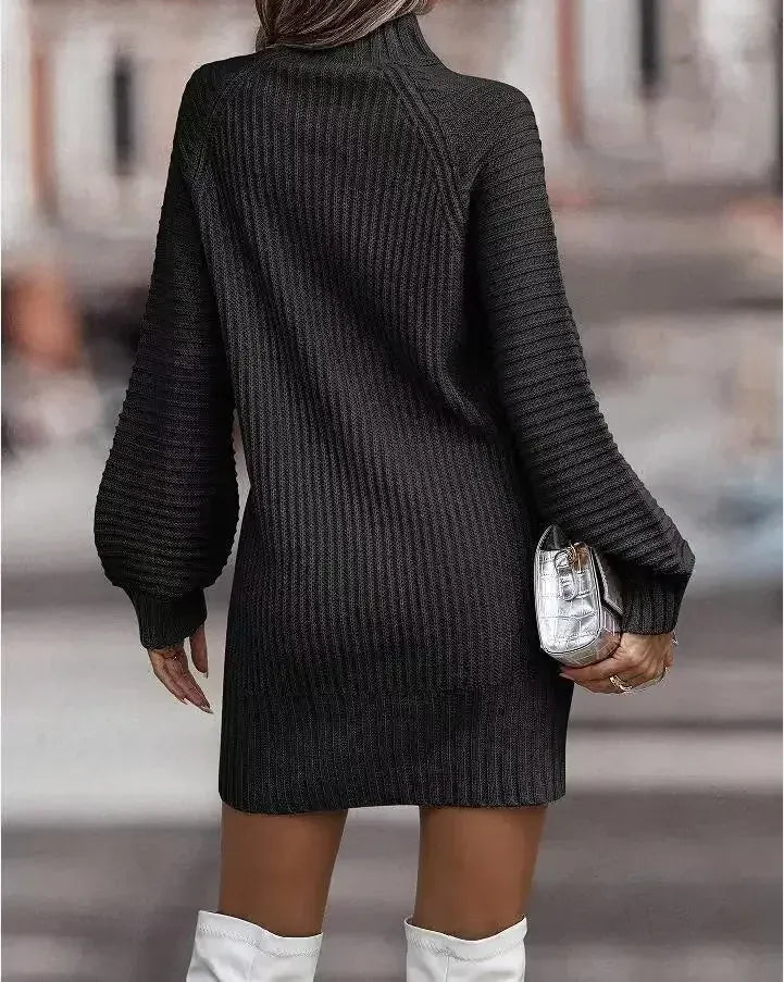 T-line High Neck, Long Sleeve, Women's Knitted Dress, Sweater Autumn / Winter  Female (2 weeks delivery)