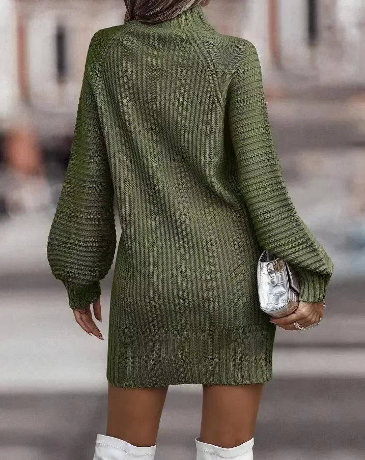 T-line High Neck, Long Sleeve, Women's Knitted Dress, Sweater Autumn / Winter  Female (2 weeks delivery)
