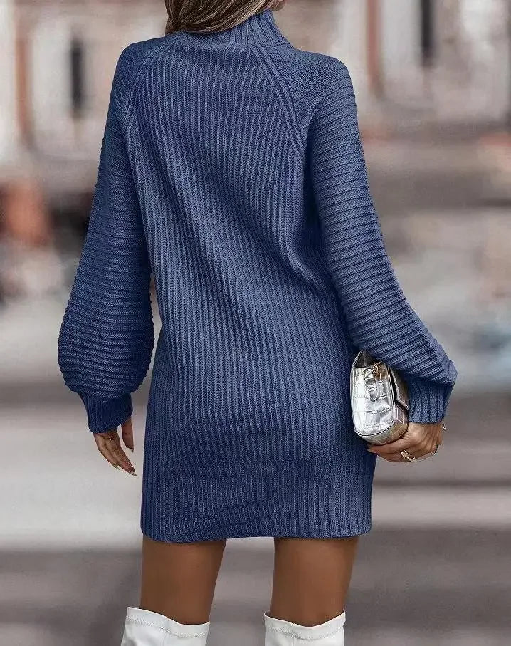 T-line High Neck, Long Sleeve, Women's Knitted Dress, Sweater Autumn / Winter  Female (2 weeks delivery)