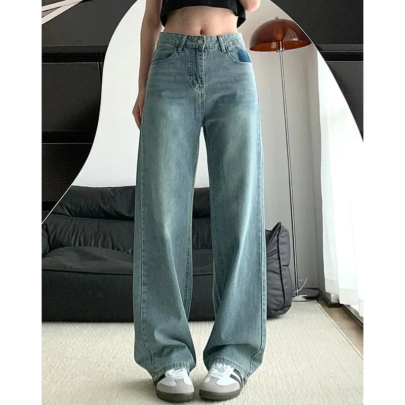 T-line High Waist Jeans Women,  Loose Fit, Wide Leg, Denim Trousers Pants (2 weeks delivery)