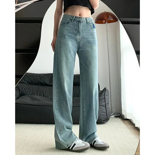 T-line High Waist Jeans Women,  Loose Fit, Wide Leg, Denim Trousers Pants (2 weeks delivery)