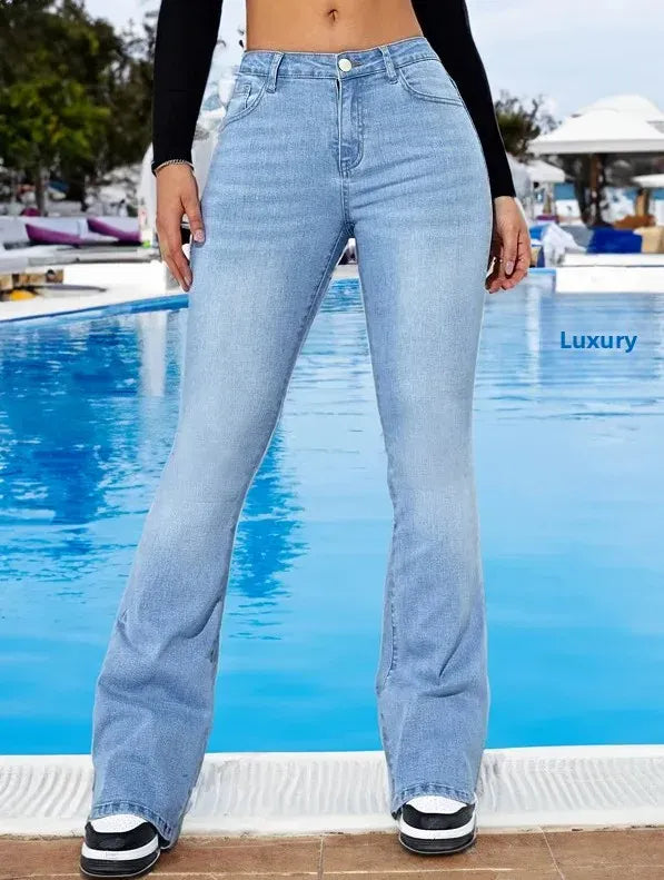 T-line High Waist Slim Fit Denim Jeans, Women's  Bell Bottoms , jeans, pant, trousers (2 weeks delivery)