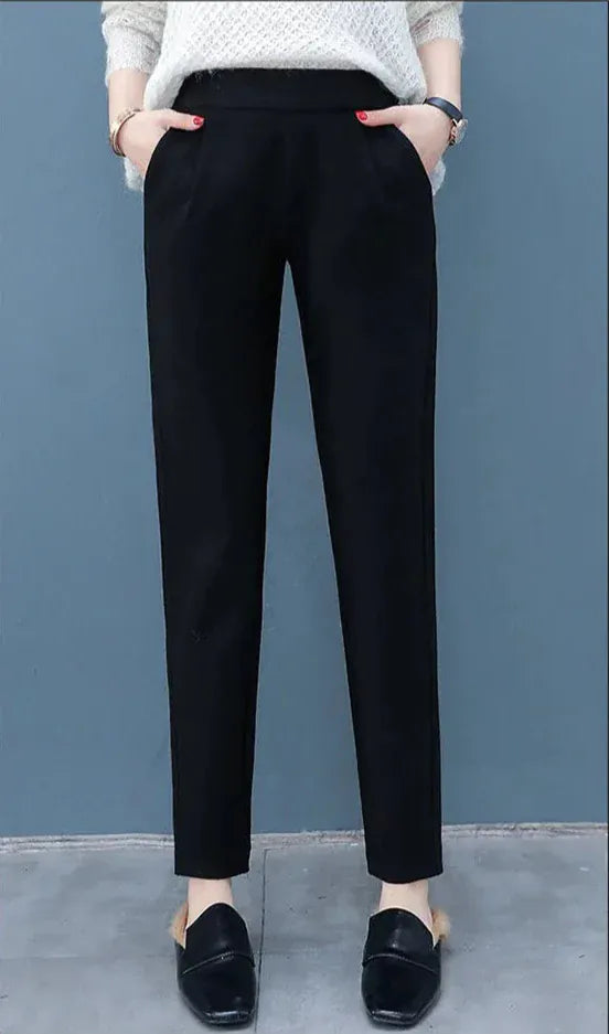 T-line High Waist Slimm  Pants, Women's Woolen Pants, Loose  Leg, Pants Autumn / Winter, Comfort (2 weeks delivery)