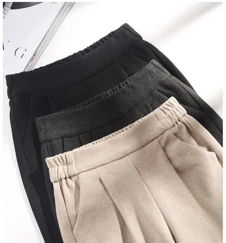 T-line High Waist Slimm  Pants, Women's Woolen Pants, Loose  Leg, Pants Autumn / Winter, Comfort (2 weeks delivery)