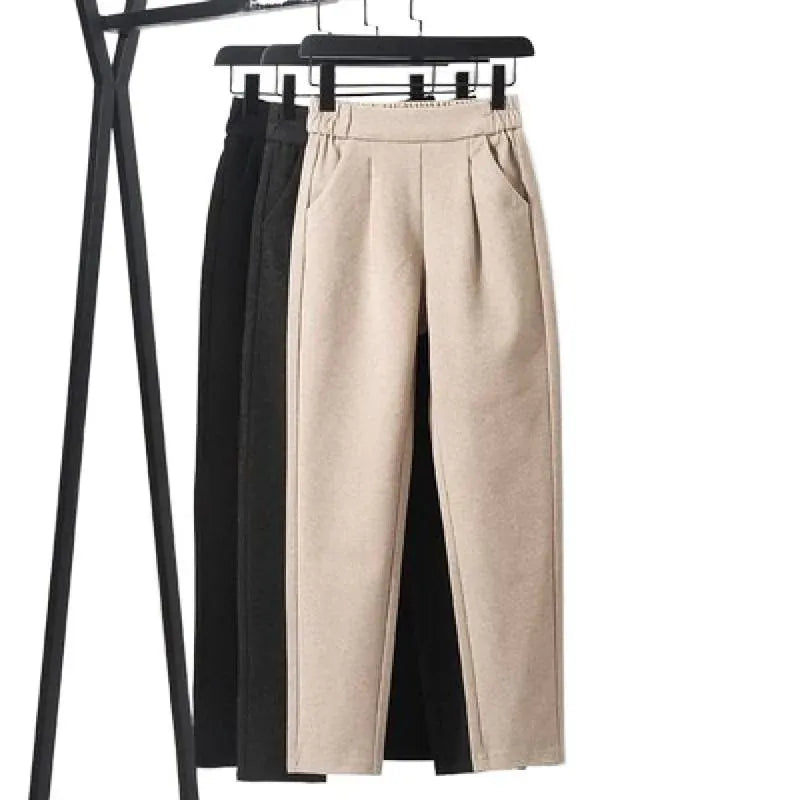 T-line High Waist Slimm  Pants, Women's Woolen Pants, Loose  Leg, Pants Autumn / Winter, Comfort (2 weeks delivery)