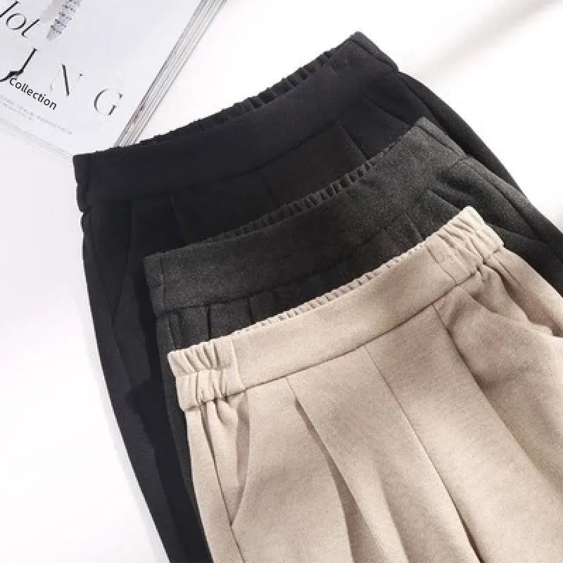 T-line High Waist Slimm  Pants, Women's Woolen Pants, Loose  Leg, Pants Autumn / Winter, Comfort (2 weeks delivery)