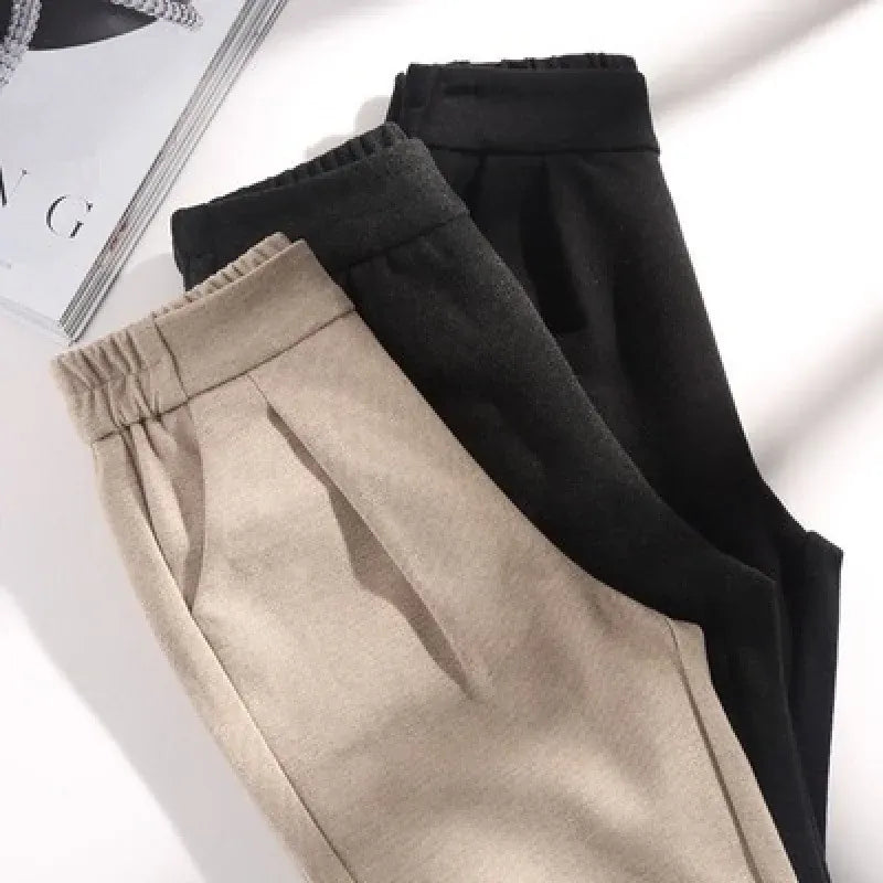 T-line High Waist Slimm  Pants, Women's Woolen Pants, Loose  Leg, Pants Autumn / Winter, Comfort (2 weeks delivery)
