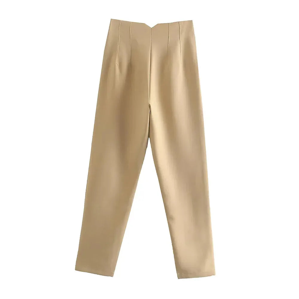 T-line High Waist Solid Pants, for Women,  Trousers,  Pockets, Zipper  Pants trouser (2 weeks delivery)