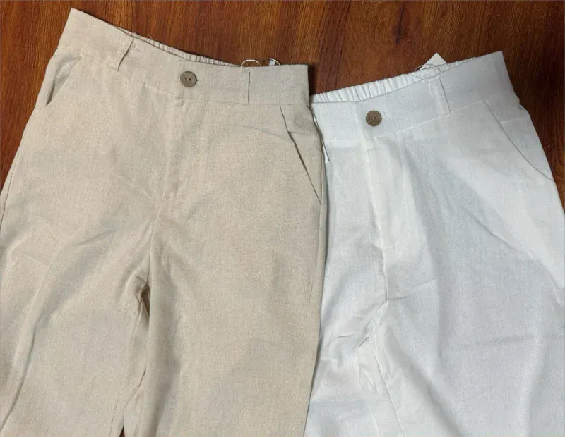 T-line High Waist, White Wide Leg Pants, Summer  Cotton Linen Pants,   Straight Full Trousers Female (2 weeks delivery)