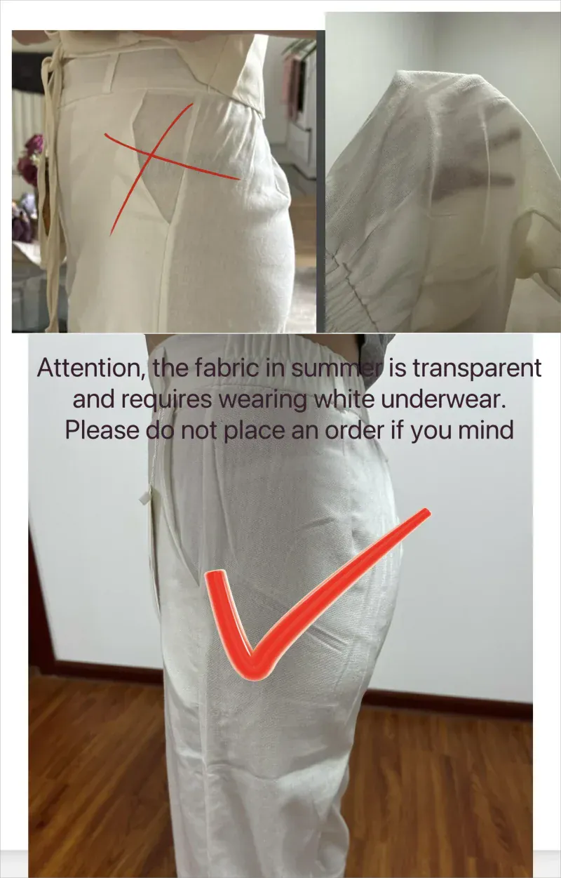 T-line High Waist, White Wide Leg Pants, Summer  Cotton Linen Pants,   Straight Full Trousers Female (2 weeks delivery)