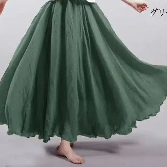T-line Image Color 1 / 95CM Women Linen Cotton Long Skirts,   Waist Pleated, Maxi Skirts, Beach, Boho,  Summer Skirts (2 weeks delivery)