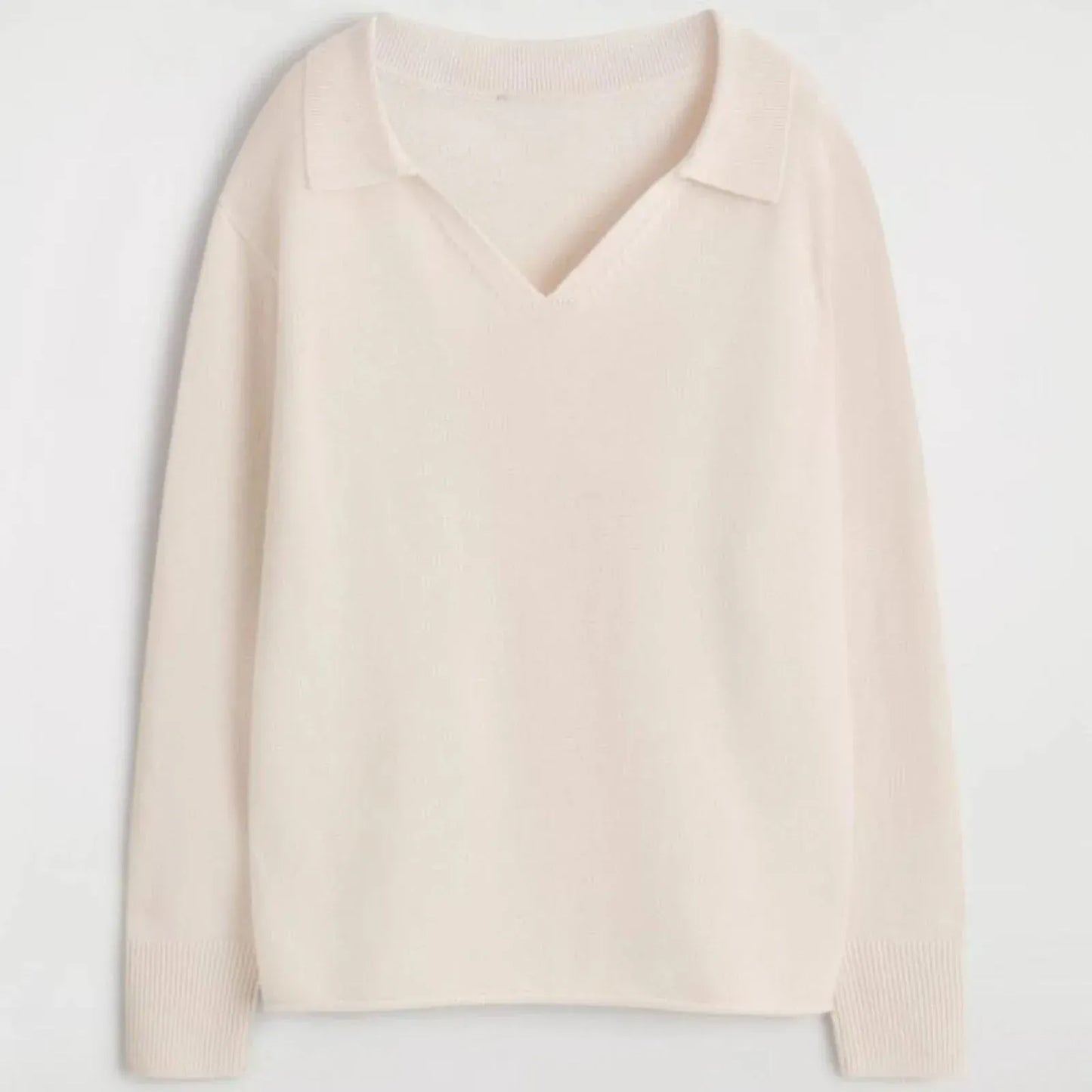 T-line Ivory / L Ethereal autumn / winter women's casual standard Polo collar blend knitted sweater / pullover (2 weeks delivery)