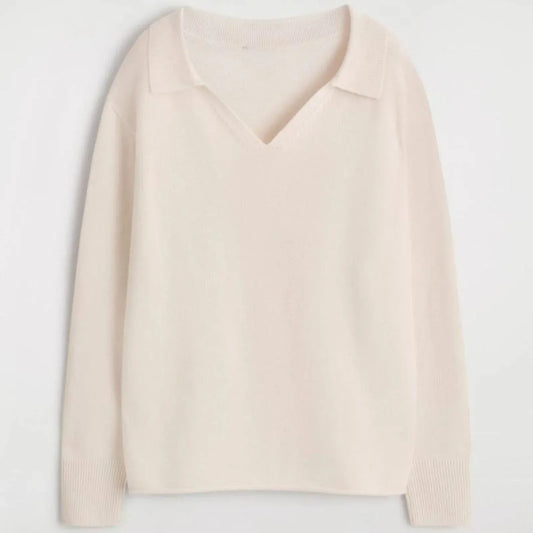 T-line Ivory / L Ethereal autumn / winter women's casual standard Polo collar blend knitted sweater / pullover (2 weeks delivery)
