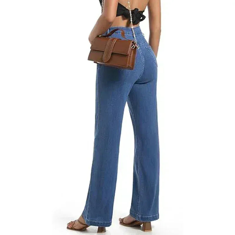 T-line Jeans Women,  High Waisted, Thin Stretch Denim Pants, Female Straight Leg Trousers (2 weeks delivery)