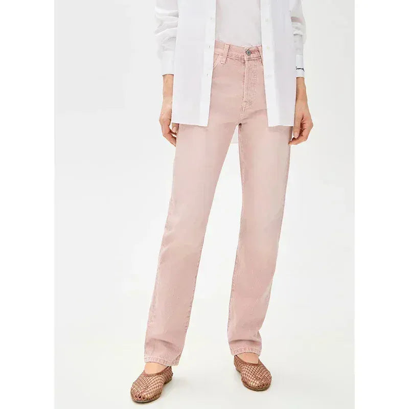 T-line Jeans Women,  High Waisted, Thin Stretch Denim Pants, Female Straight Leg Trousers (2 weeks delivery)