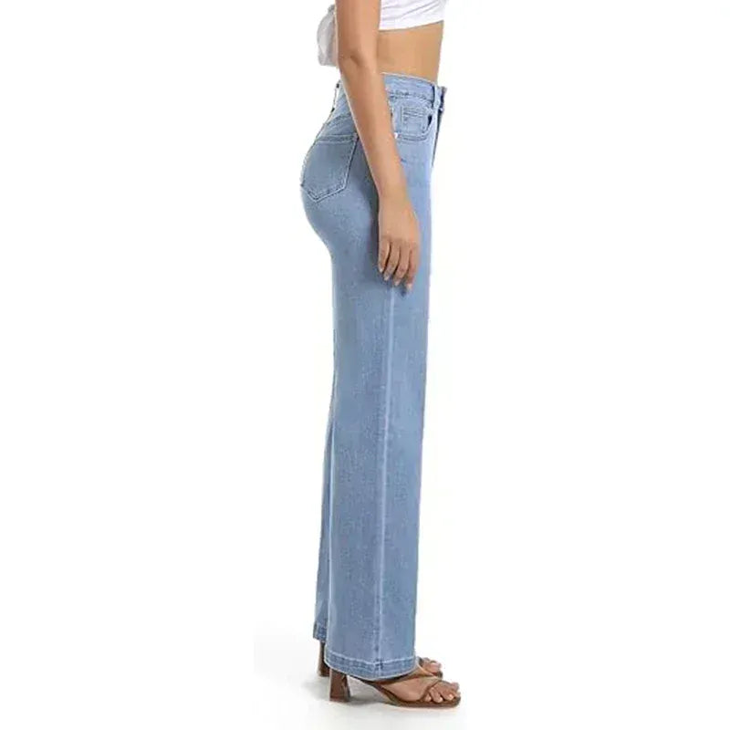 T-line Jeans Women,  High Waisted, Thin Stretch Denim Pants, Female Straight Leg Trousers (2 weeks delivery)