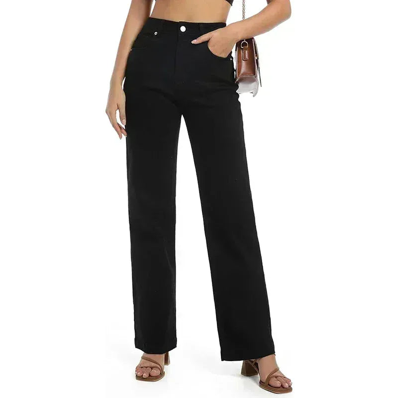 T-line Jeans Women,  High Waisted, Thin Stretch Denim Pants, Female Straight Leg Trousers (2 weeks delivery)