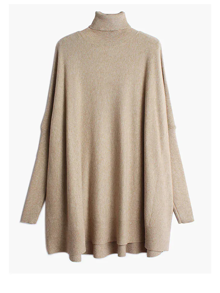 T-line khaki a / One Size Big Size Knitting Sweater, Loose Fit, Long Sleeve, Women Pullovers, Spring / Autumn  (2 weeks delivery)