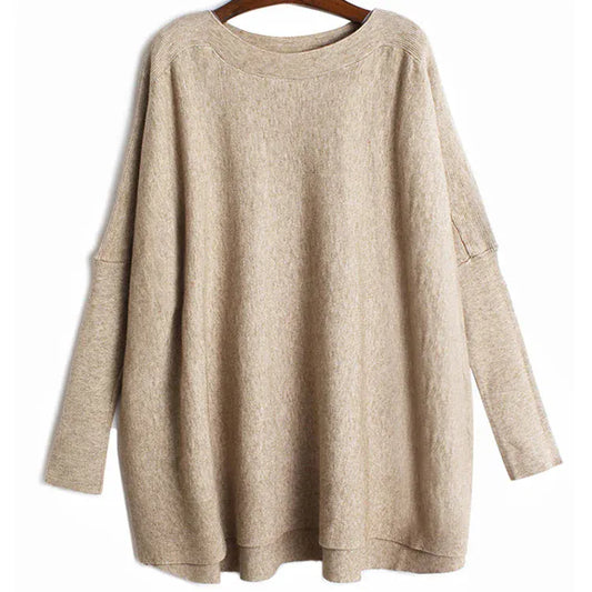 T-line khaki b / One Size Big Size Knitting Sweater, Loose Fit, Long Sleeve, Women Pullovers, Spring / Autumn  (2 weeks delivery)