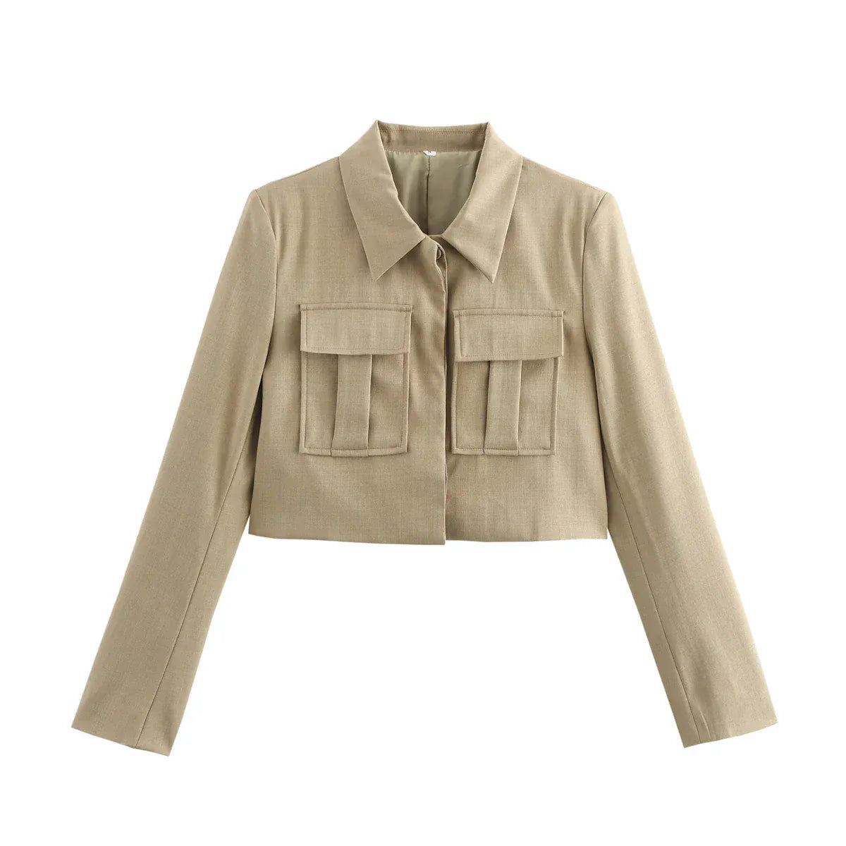 T-line Khaki Blazer / S Casual Short Blazer, Suit , Women, Pockets,  Jacket with Pants,   Blazer Suit (we recommend a larger size)(2 weeks delivery)