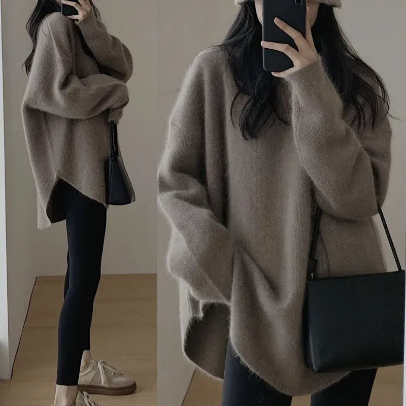 T-line Khaki / One Size (not xxl) Sweater women's autumn / winter,  knitted pullover  (2 weeks delivery)