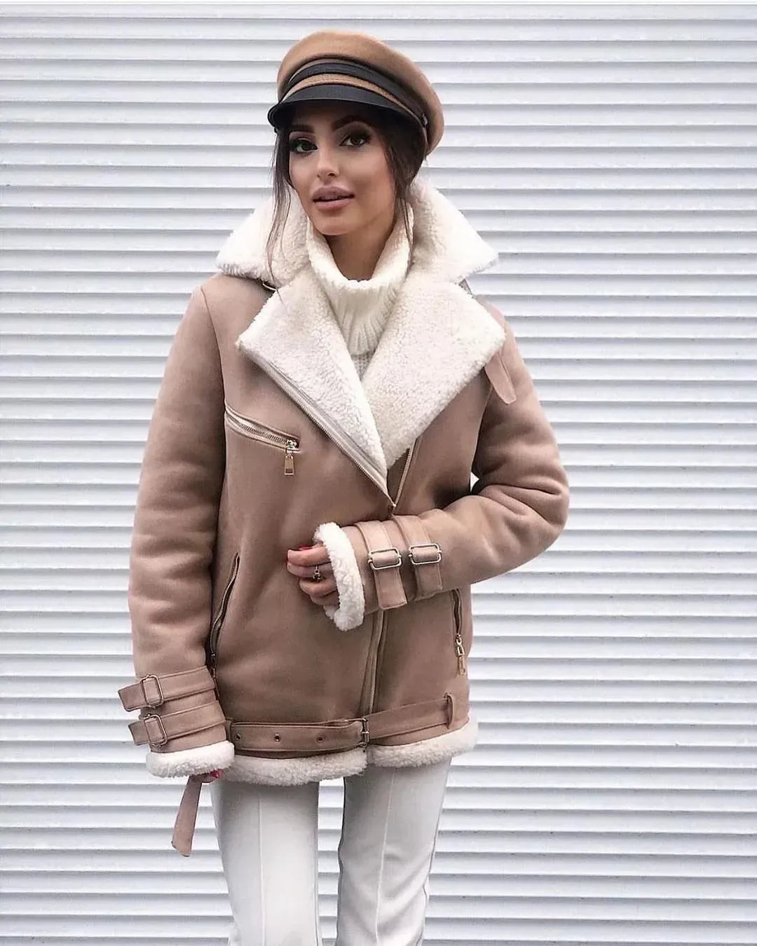 T-line Khaki / XL Women's Thick, Warm  Jacket, Lamb Feather (2 weeks delivery)