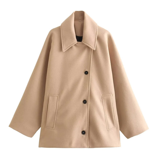 T-line Khaki / XS Women Oversize Long Jacket,  Long Sleeve,  Women's Trench Coat,  Autumn Winter Jackets,  Coats and Jackets(2 weeks delivery)