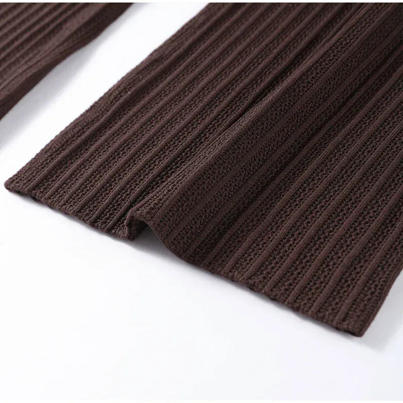 T-line Knitted Pants, top  women Set,  Half Sleeve Tops Elastic Waist Straight Trousers, pant, Autumn (2 weeks delivery)