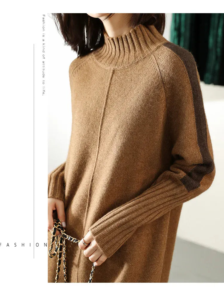 T-line Knitted, Sweater, Women Pullovers, Dress, Autumn / Winter Warm Thick Jumpers, Wool Knit (2 weeks delivery)