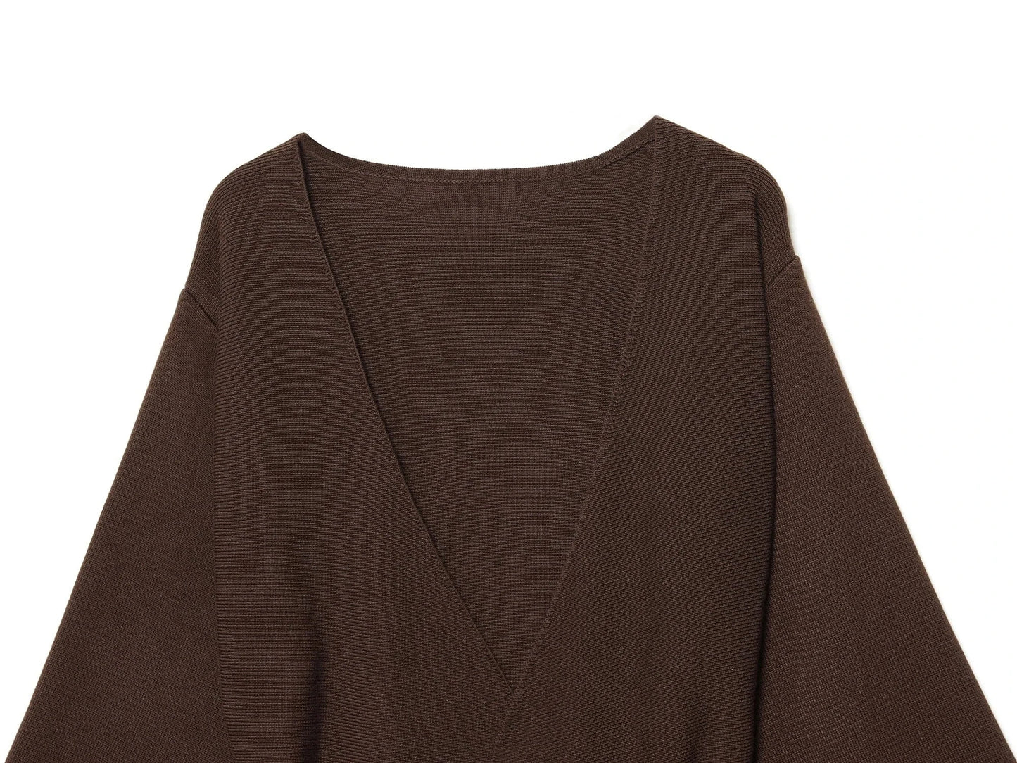 T-line KONDALA Casual Chic Brown Knit Cardigans Women V Neck Long Sleeve Sashes Loose Sweaters Fashion 2025 Fall Winter Office Lady Top