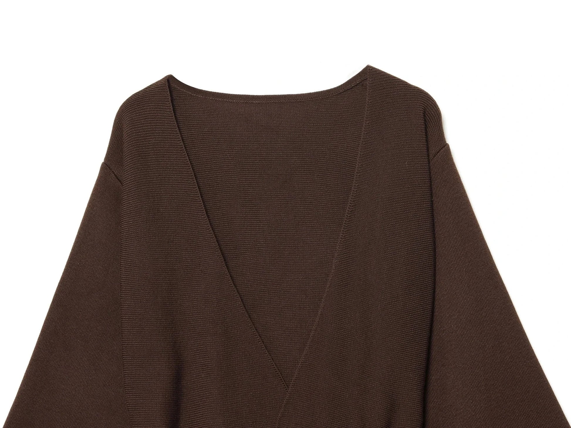 T-line KONDALA Casual Chic Brown Knit Cardigans Women V Neck Long Sleeve Sashes Loose Sweaters Fashion 2025 Fall Winter Office Lady Top