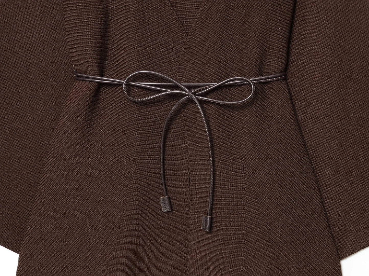 T-line KONDALA Casual Chic Brown Knit Cardigans Women V Neck Long Sleeve Sashes Loose Sweaters Fashion 2025 Fall Winter Office Lady Top