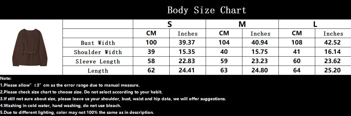 T-line KONDALA Casual Chic Brown Knit Cardigans Women V Neck Long Sleeve Sashes Loose Sweaters Fashion 2025 Fall Winter Office Lady Top