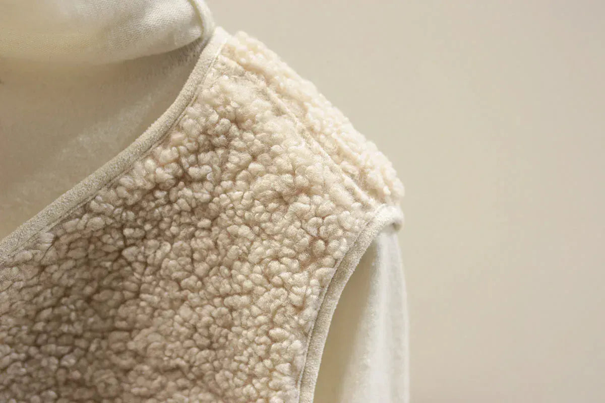 T-line Lamb Fur Women's Vest, Short , Autumn Winter,  Fluffy (2 weeks delivery)