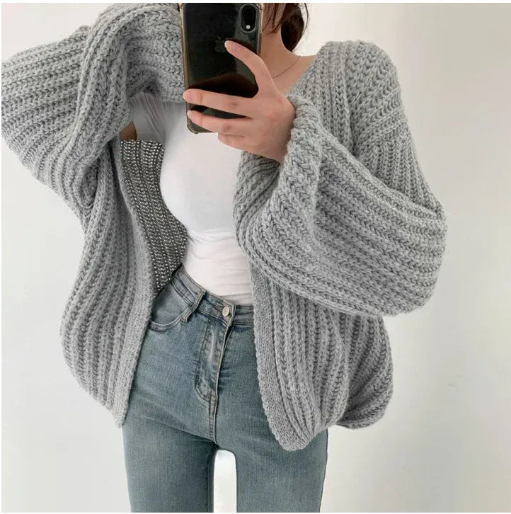 T-line Lantern Sleeve ,Women Cardigan, Sweater,  Fall, Herbstu,  Tops Coat Sweater, pullover (2 weeks delivery)