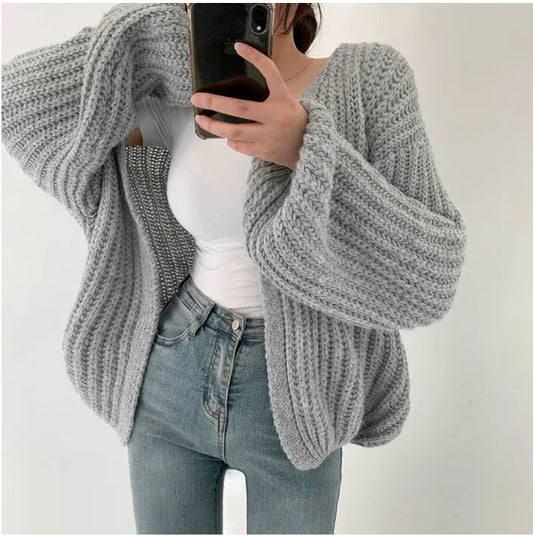 T-line Lantern Sleeve ,Women Cardigan, Sweater,  Fall, Herbstu,  Tops Coat Sweater, pullover (2 weeks delivery)