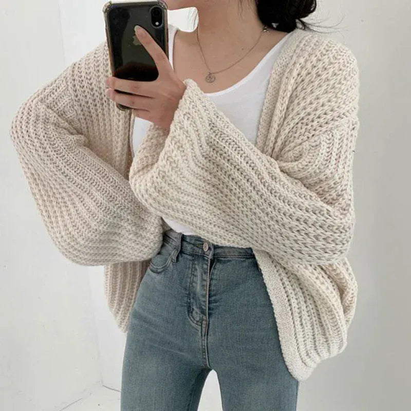 T-line Lantern Sleeve ,Women Cardigan, Sweater,  Fall, Herbstu,  Tops Coat Sweater, pullover (2 weeks delivery)