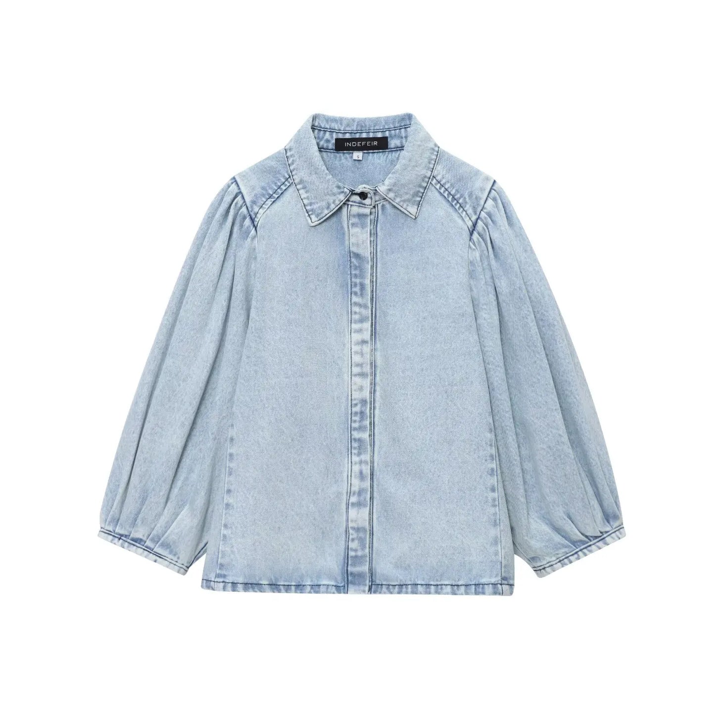 T-line Light Blue / XS Women, Denim, Blouse,  Half Sleeve, Shirt,  Tops (2 weeks delivery)